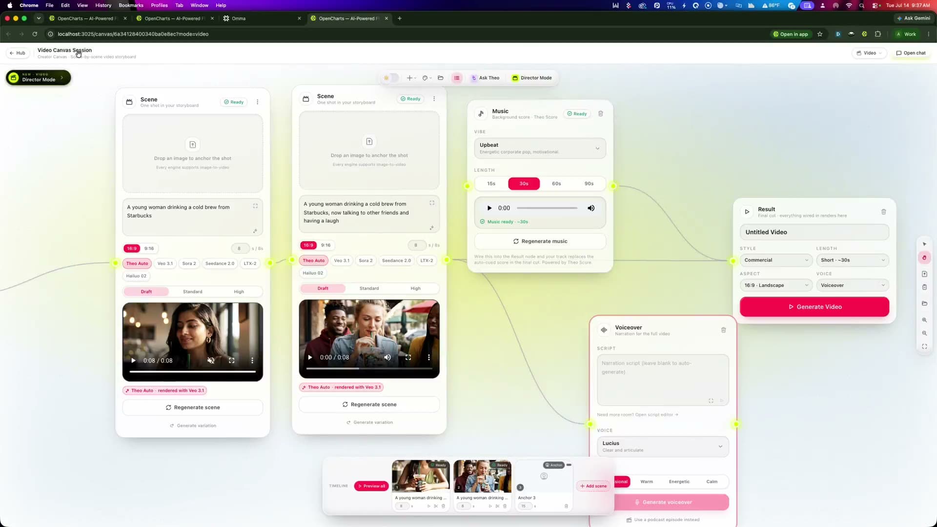 Image, video, and podcast nodes on the Creator Canvas