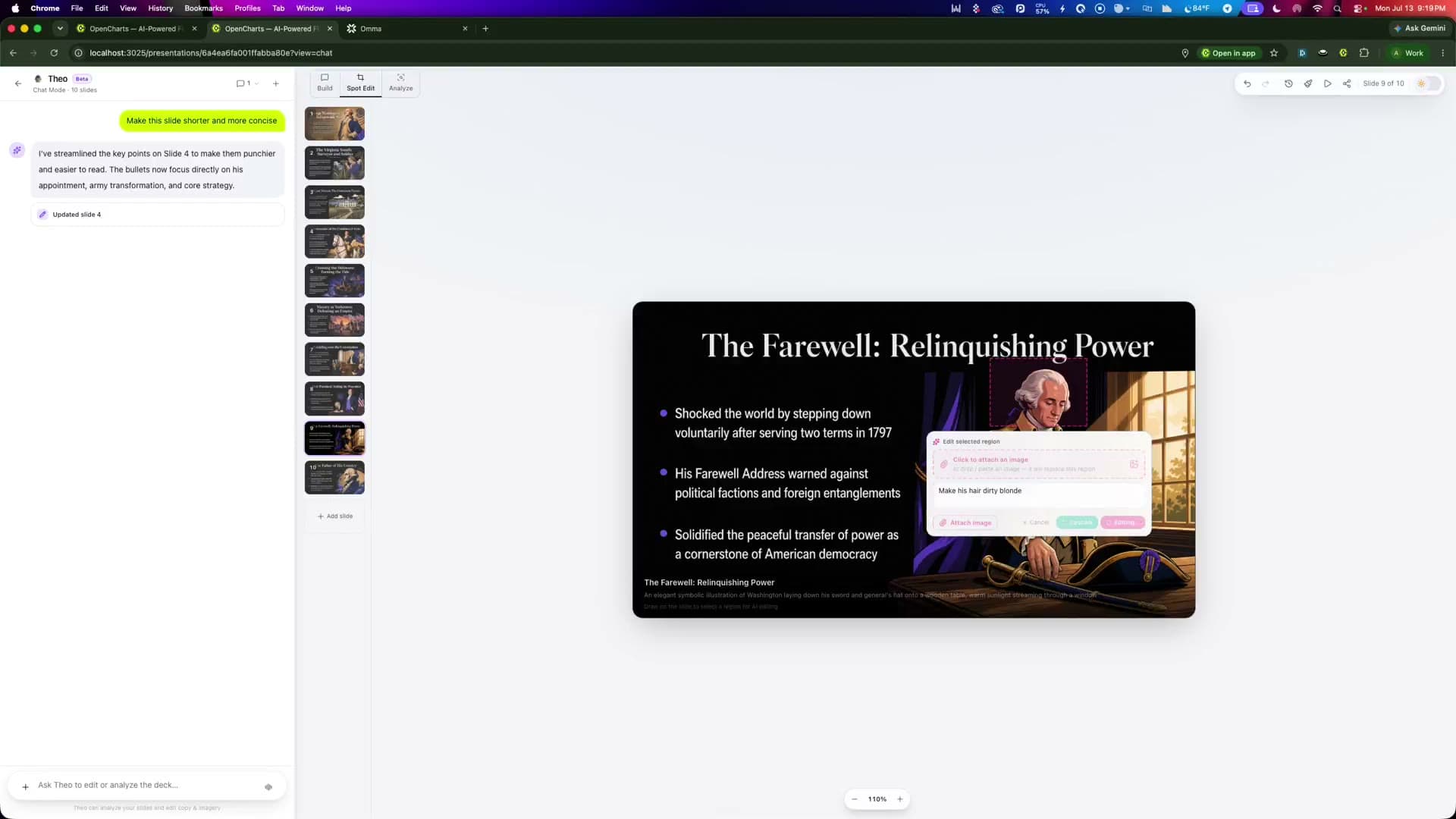 AI presentation slide editor